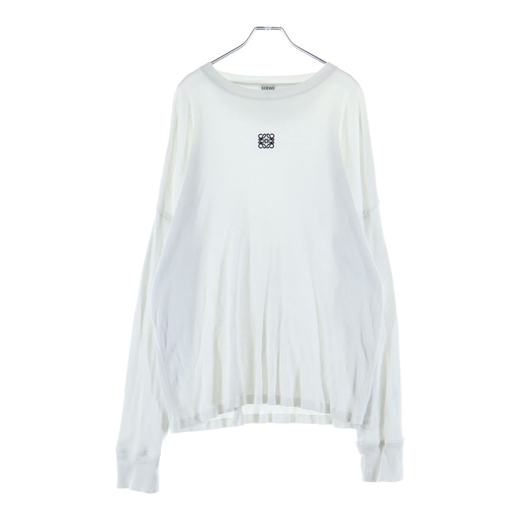LOEWE(ロエベ) アナグラム刺繍 リブ 長袖Tシャツ ロンT カットソー ホワイト H526Y22XAY
