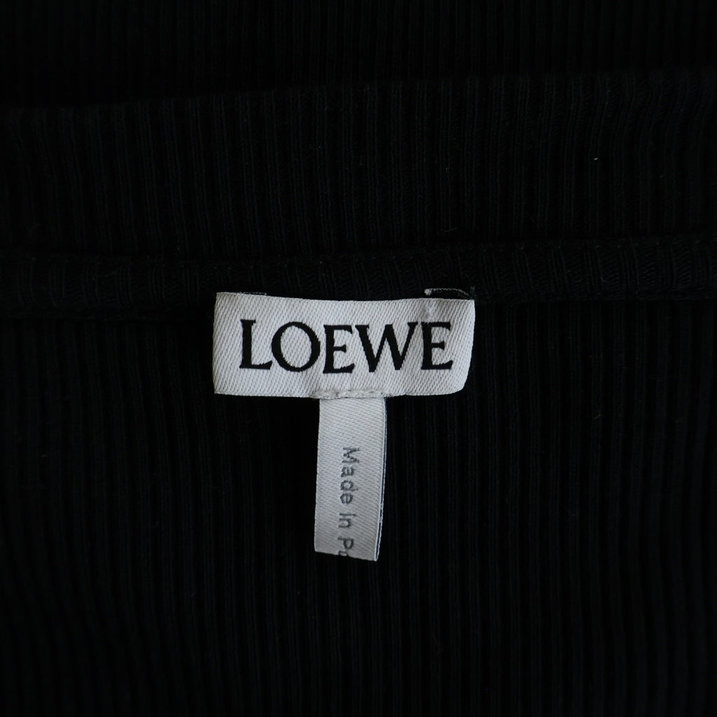 LOEWE(ロエベ) アナグラム刺繍 リブ 長袖Tシャツ ロンT カットソー ブラック H526Y22XAY
