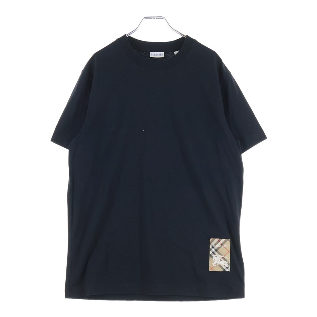 BURBERRY(バーバリー) CHECK LABEL T-SHIRT チェックラベル ロゴデザイン クルーネック カットソー 半袖Tシャツ ブラック 8104889