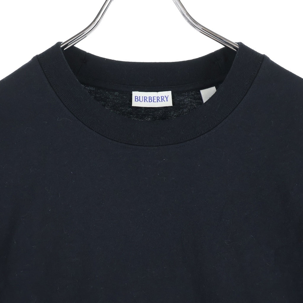 BURBERRY(バーバリー) CHECK LABEL T-SHIRT チェックラベル ロゴデザイン クルーネック カットソー 半袖Tシャツ ブラック 8104889
