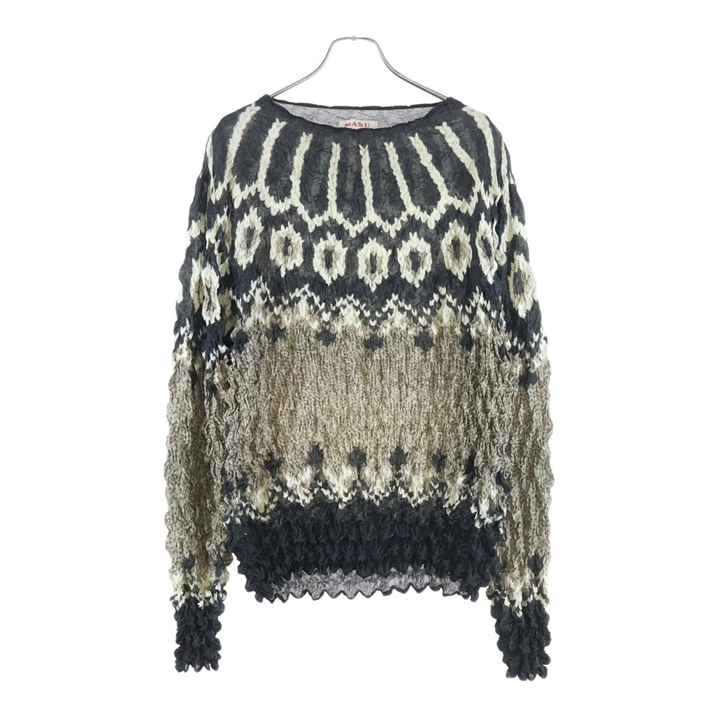MASU(エムエーエスユー) POPCORN NORDIC SWEATER ポップコーン ノルディック柄 スウェット トレーナー グレー MVFW-CS0122
