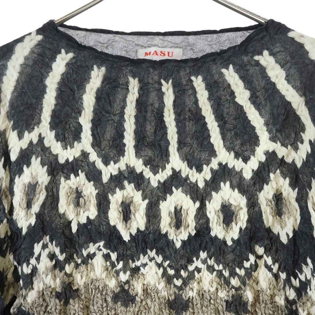 MASU(エムエーエスユー) POPCORN NORDIC SWEATER ポップコーン ノルディック柄 スウェット トレーナー グレー MVFW-CS0122