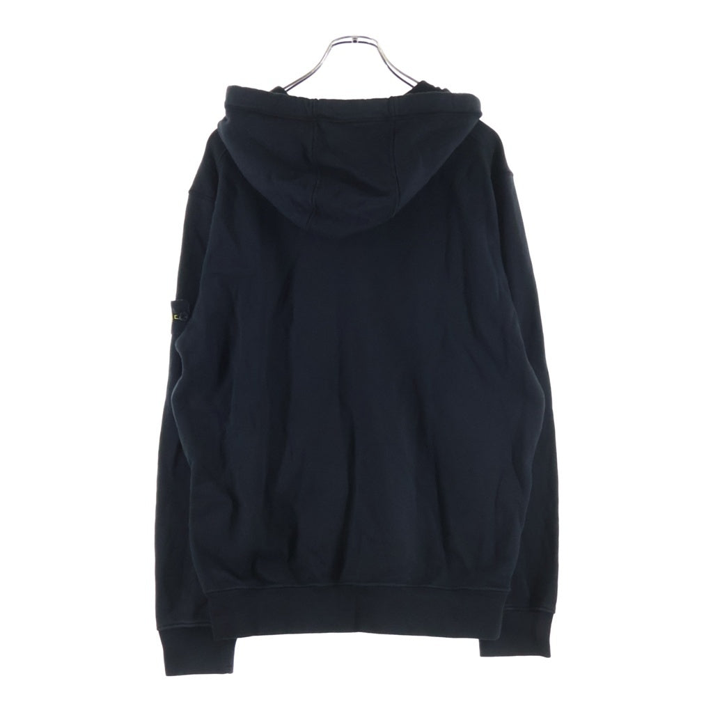 STONE ISLAND(ストーンアイランド) ORGANIC COTTON FLEECE オーガニックコットン ロゴデザイン フーデッド ジップアップ スウェット パーカー ブラック K1S156100042S0051