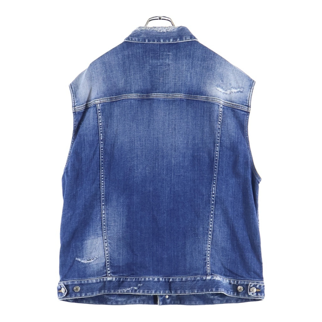 DSQUARED2(ディースクエアード) ディストレスト オーバーサイズ デニムベスト インディゴ S75FB0148
