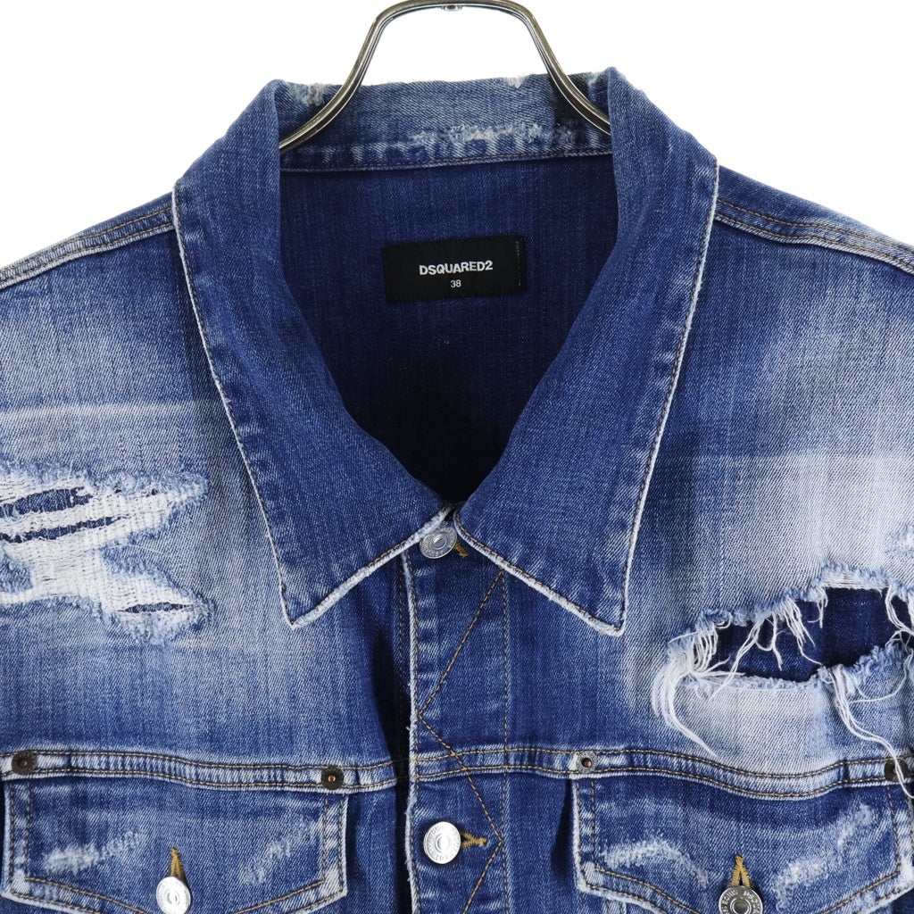 DSQUARED2(ディースクエアード) ディストレスト オーバーサイズ デニムベスト インディゴ S75FB0148
