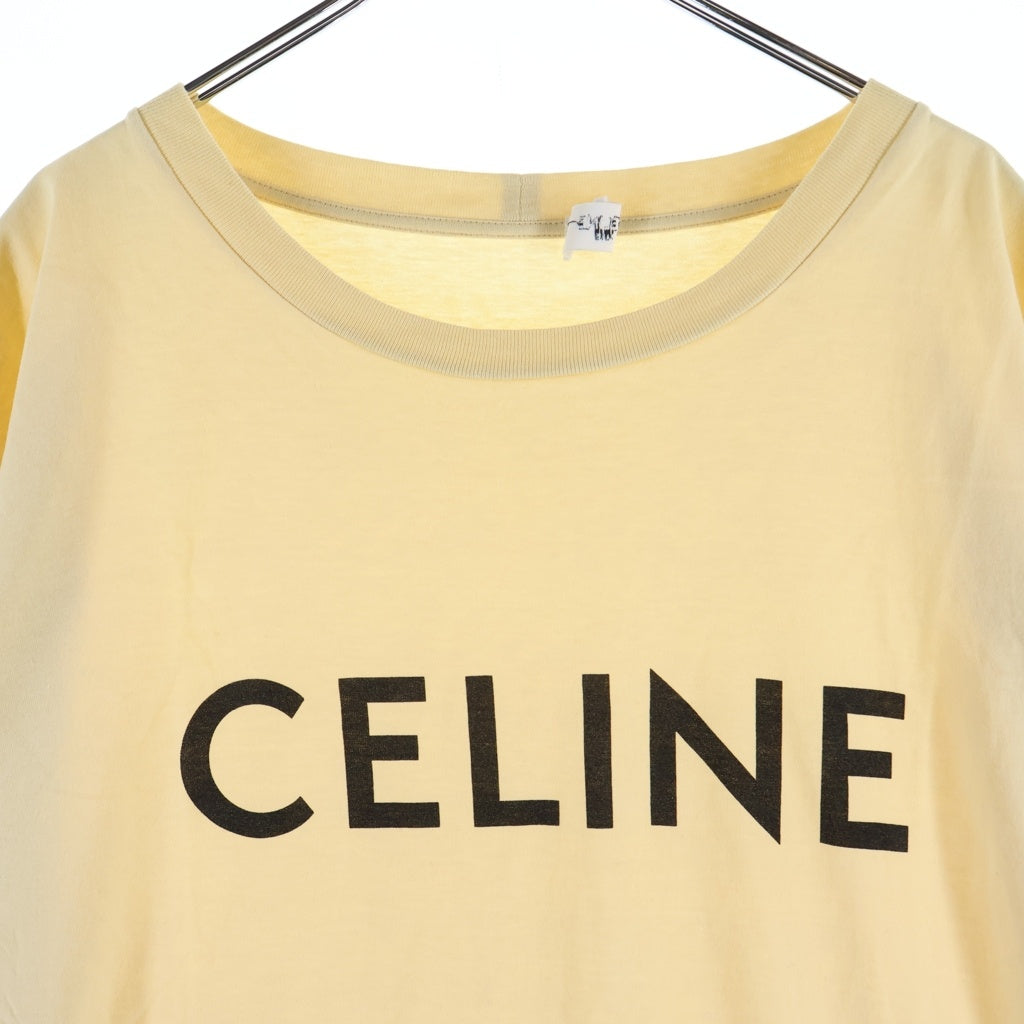 CELINE(セリーヌ) ロゴプリント コットンジャージー半袖Tシャツ カットソー イエロー 2X681671Q