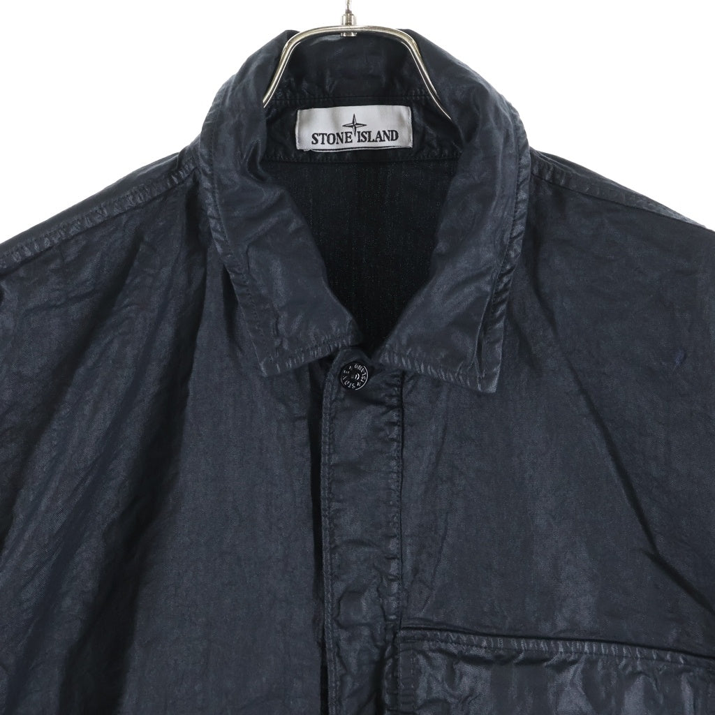 STONE ISLAND(ストーンアイランド) ロゴパッチ コーティング加工 長袖シャツジャケット ブラック L1S151200003S0069