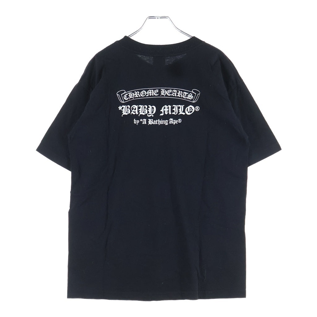CHROME HEARTS(クロムハーツ) OLD ×A BATHING APE BABY MILO TEE アベイジング エイプ コラボ フロント スクロールラベルロゴプリント クルーネック コットン 半袖Tシャツ カットソー ブラック