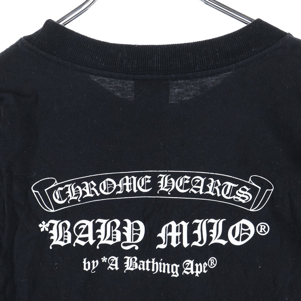 CHROME HEARTS(クロムハーツ) OLD ×A BATHING APE BABY MILO TEE アベイジング エイプ コラボ フロント スクロールラベルロゴプリント クルーネック コットン 半袖Tシャツ カットソー ブラック