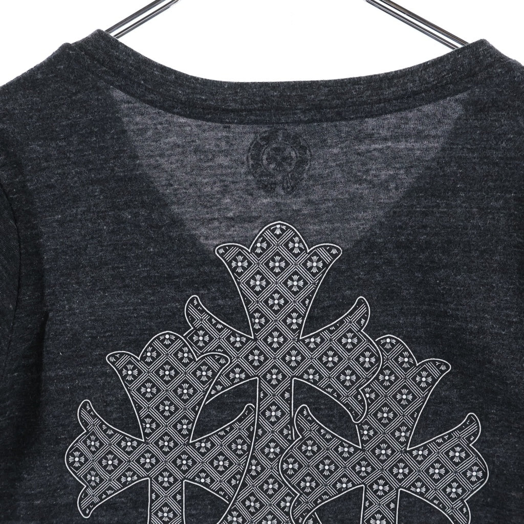 CHROME HEARTS(クロムハーツ) TRIPLE CROSS S/S TEE トリプルクロス Vネック 半袖Tシャツ カットソー グレー