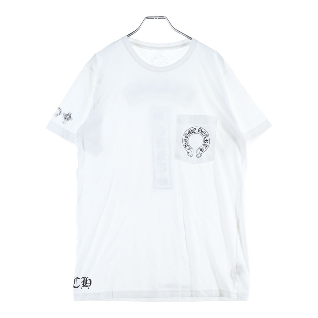 CHROME HEARTS(クロムハーツ) BACK T-BAR POCKET S/S TEE Tバー ホースシュー 半袖Tシャツ カットソー ホワイト