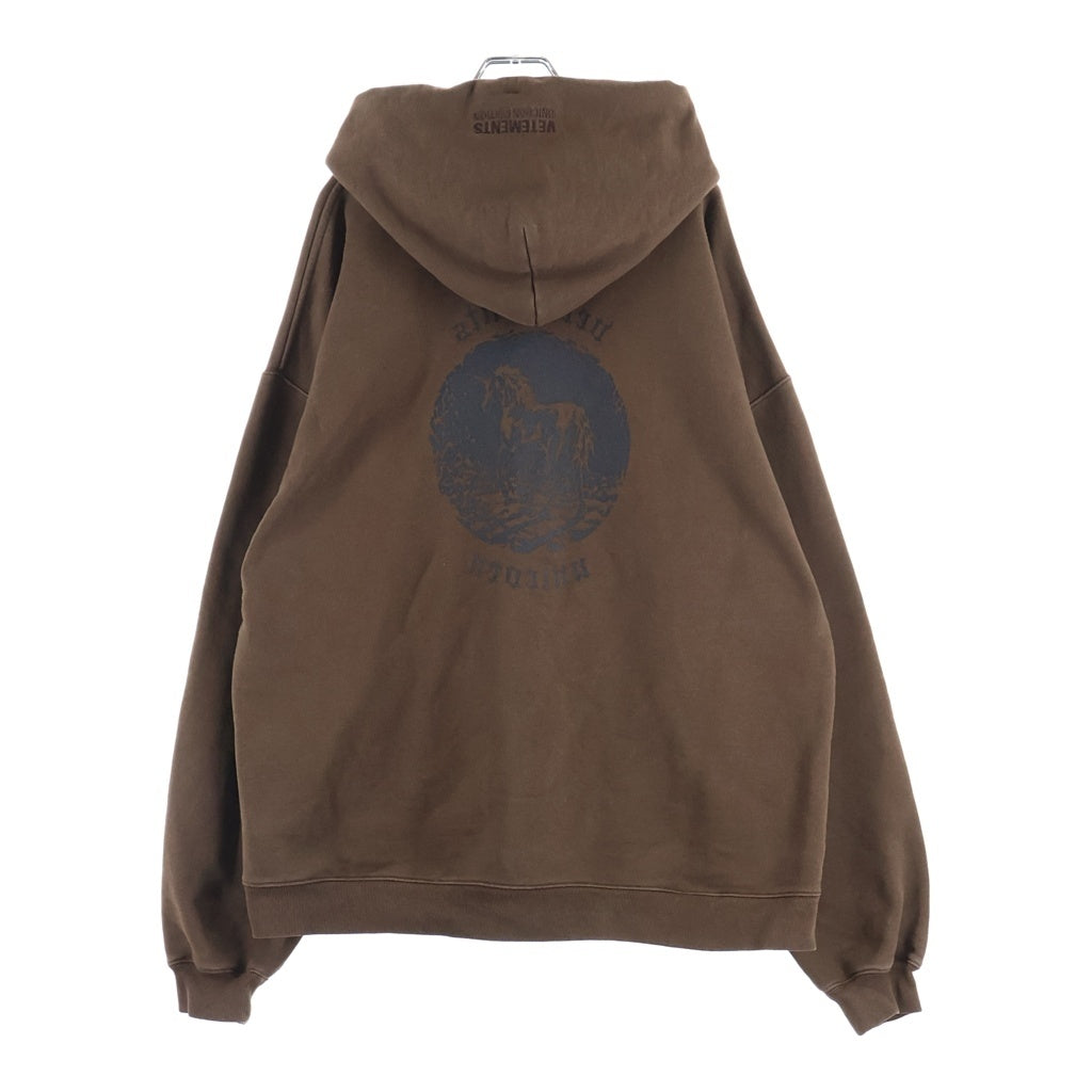 VETEMENTS(ヴェトモン) PRINTED HOODIE ロゴプリントデザイン フーデッド スウェット パーカー ブラウン UE52TR430C