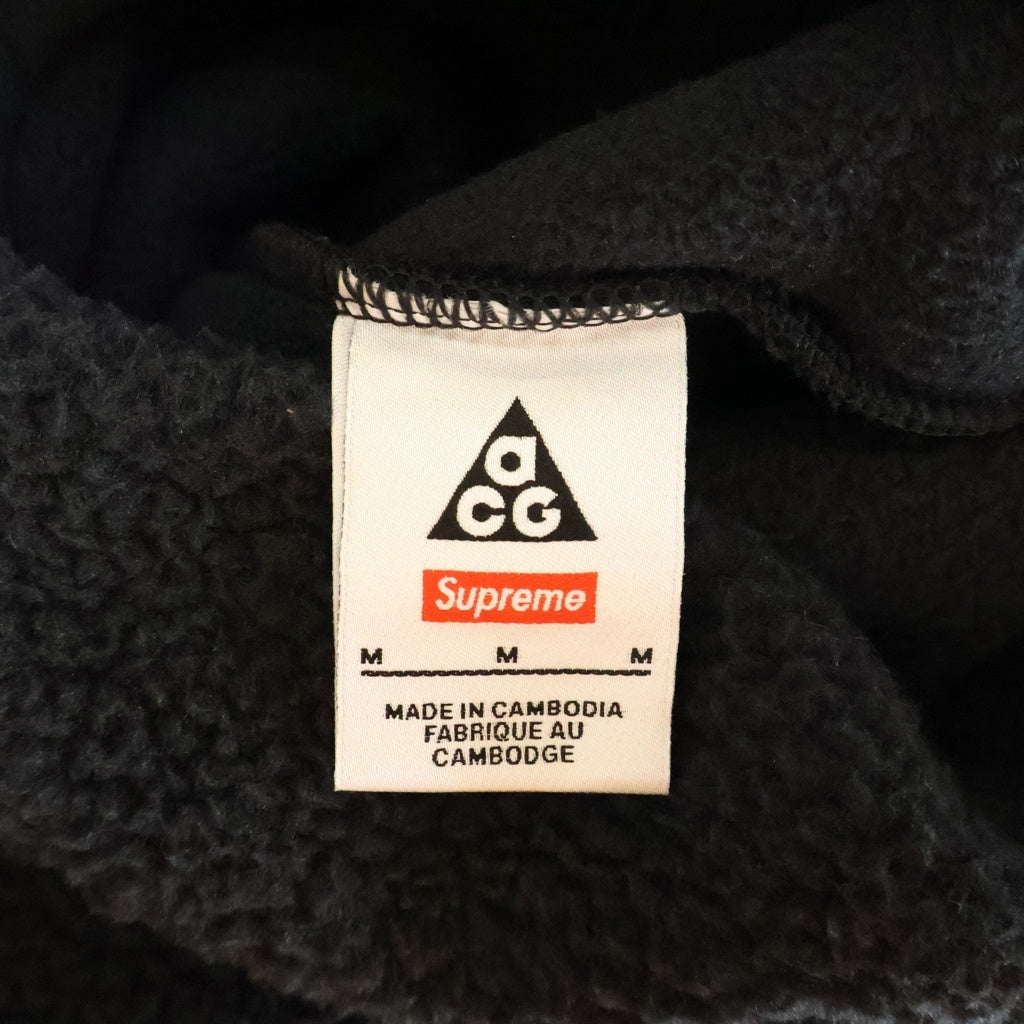 SUPREME(シュプリーム) ×NIKE ACG Fleece Pullover ナイキ エーシージー ロゴデザイン フーデッド プルオーバー フリースジャケット ブラック