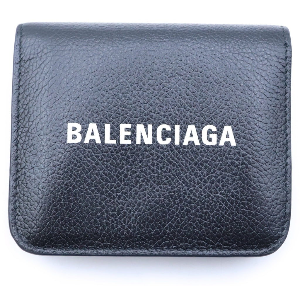 BALENCIAGA(バレンシアガ) ロゴプリント レザーウォレット 二つ折り財布 ブラック 618141