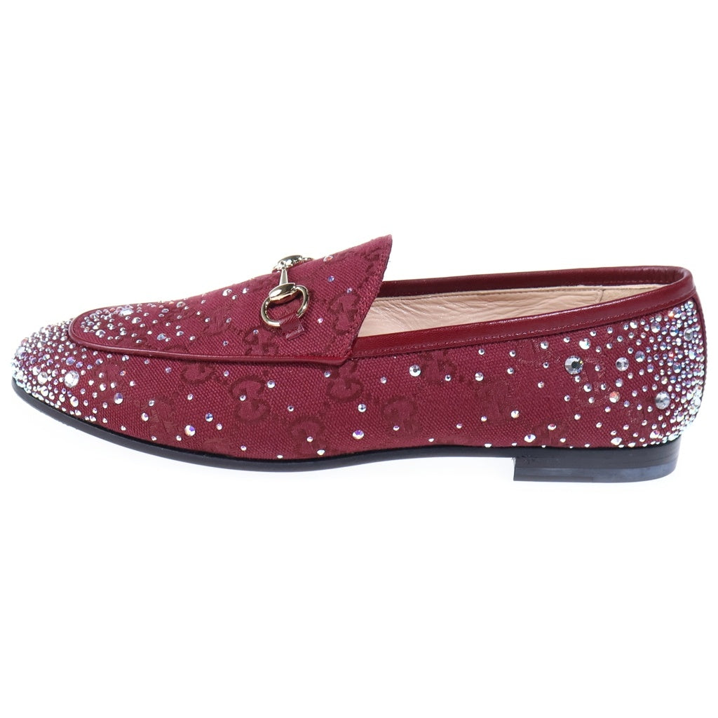 GUCCI(グッチ) ホースビット ラインストーン ローファー レッド 813000