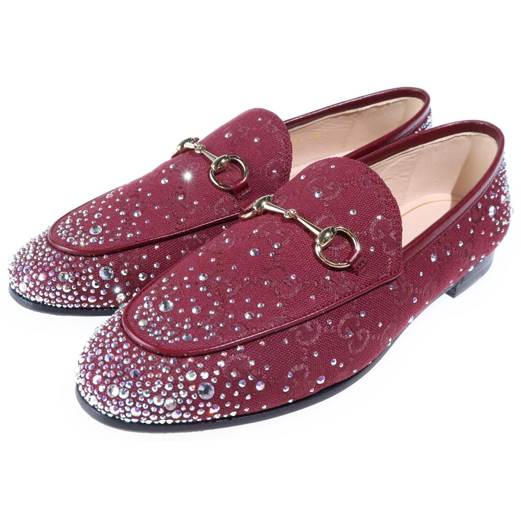 GUCCI(グッチ) ホースビット ラインストーン ローファー レッド 813000