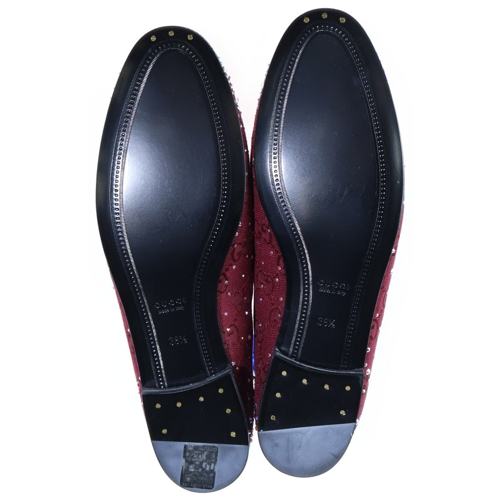 GUCCI(グッチ) ホースビット ラインストーン ローファー レッド 813000