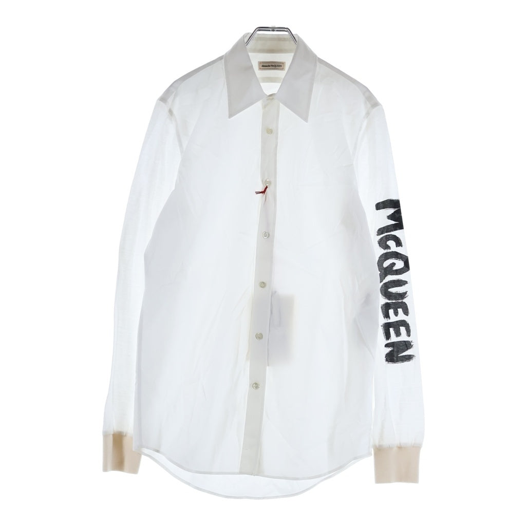 Alexander McQueen(アレキサンダーマックイーン) Graffiti Shirt グラフィックプリント 長袖シャツ ホワイト 677866QSN44
