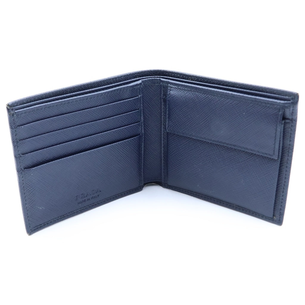 PRADA(プラダ) Saffiano サフィアーノ 2つ折財布 ネイビー