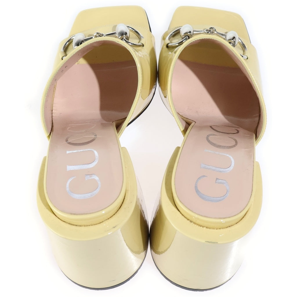 GUCCI(グッチ) ホースビット エナメルレザー サンダル イエロー 536773 レディース
