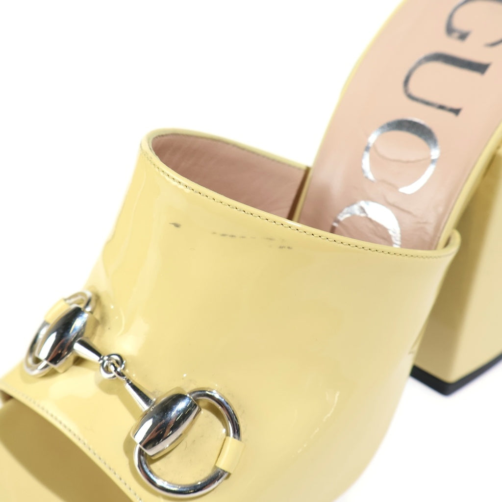GUCCI(グッチ) ホースビット エナメルレザー サンダル イエロー 536773 レディース