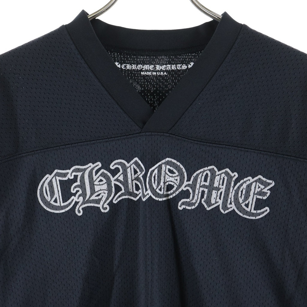 CHROME HEARTS(クロムハーツ) MESH WARM UP JERSEY ウォームアップ ロゴデザイン アームフローラルデザイン Vネック メッシュ長袖Tシャツ ブラック