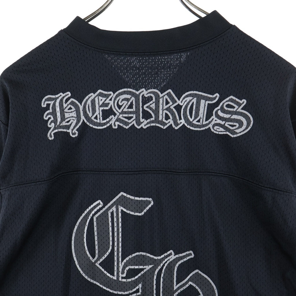 CHROME HEARTS(クロムハーツ) MESH WARM UP JERSEY ウォームアップ ロゴデザイン アームフローラルデザイン Vネック メッシュ長袖Tシャツ ブラック