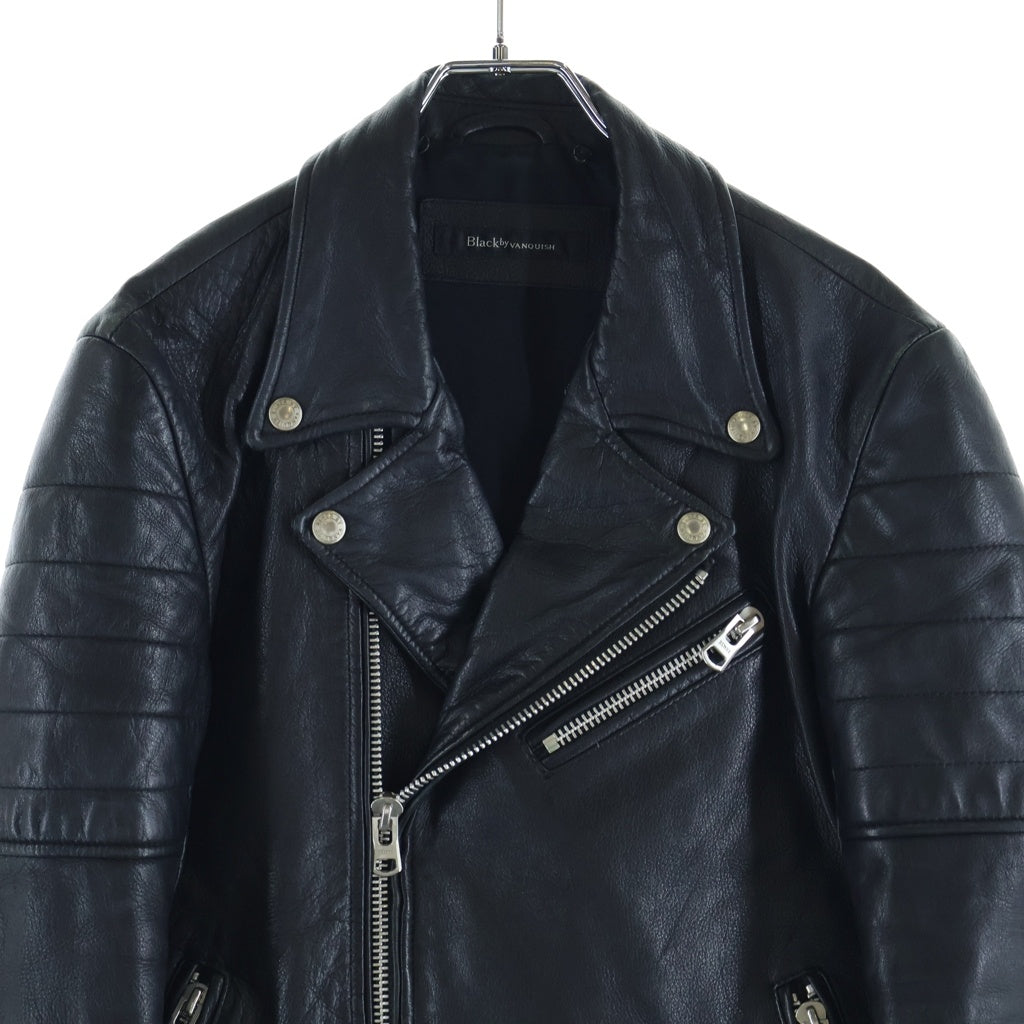 NO BRAND(ノーブランド) BLACK BY VANQUISH バイ バンキッシュ ダブルブレスト レザージャケット ライダースジャケット ブラック