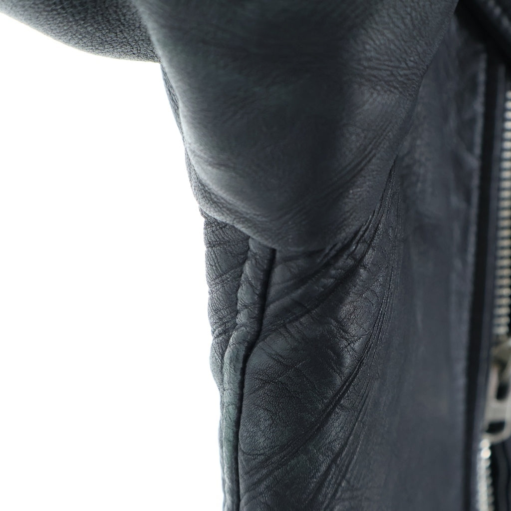 NO BRAND(ノーブランド) BLACK BY VANQUISH バイ バンキッシュ ダブルブレスト レザージャケット ライダースジャケット ブラック