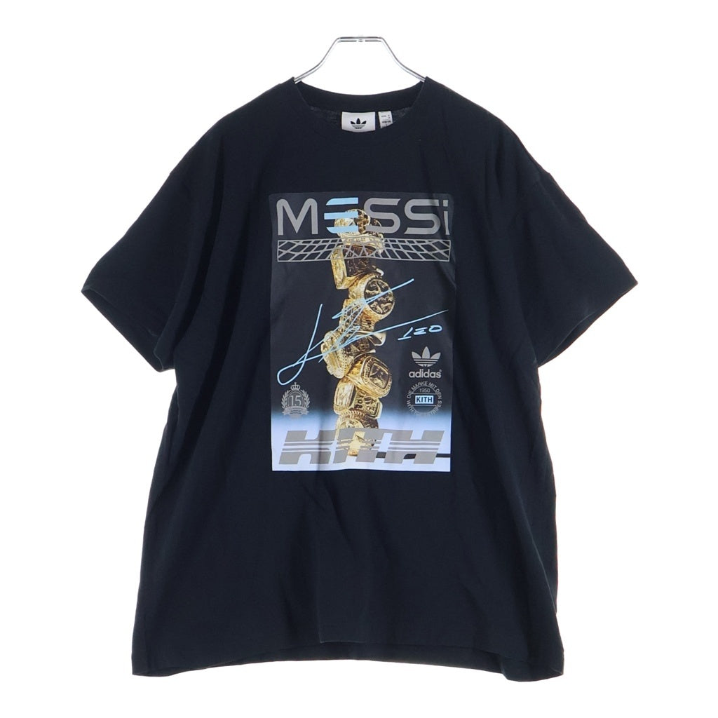 KITH(キス) ×ADIDAS ×MESSI アディダス メッシ ロゴデザイン クルーネック カットソー 半袖Tシャツ ブラック KU4271 2J0002