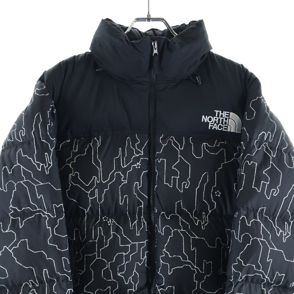 THE NORTH FACE(ザノースフェイス) 総柄 ロゴデザイン ジップアップ ダウンジャケット ブラック ND92336
