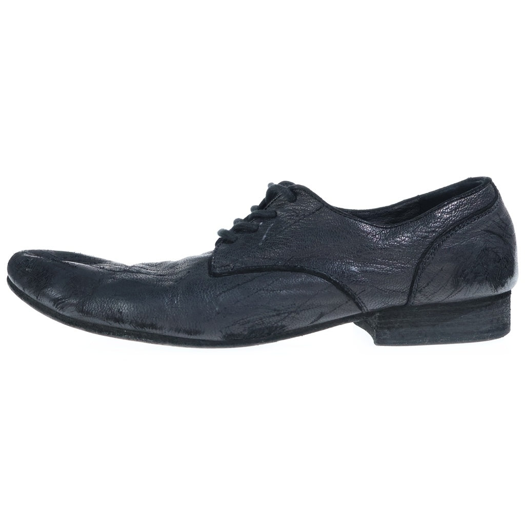 Yohji Yamamoto POUR HOMME(ヨウジヤマモト プールオム) 22AW DAMAGED GOAT PRODUCT DYE PLAIN TOE SHOES ダメージ加工 レースアップ レザーシューズ ブラック HE-E02-760-1-03