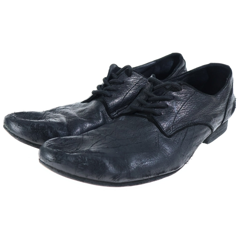 Yohji Yamamoto POUR HOMME(ヨウジヤマモト プールオム) 22AW DAMAGED GOAT PRODUCT DYE PLAIN TOE SHOES ダメージ加工 レースアップ レザーシューズ ブラック HE-E02-760-1-03
