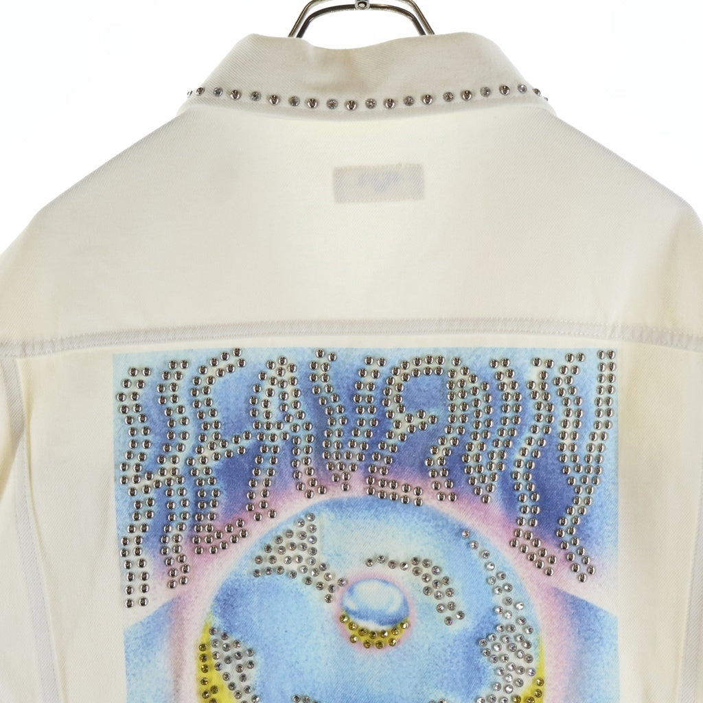 CELINE(セリーヌ) 22SS HEAVENLY DAYS アーティストプリント スタッズ デニムジャケット ホワイト 29AIY574Q