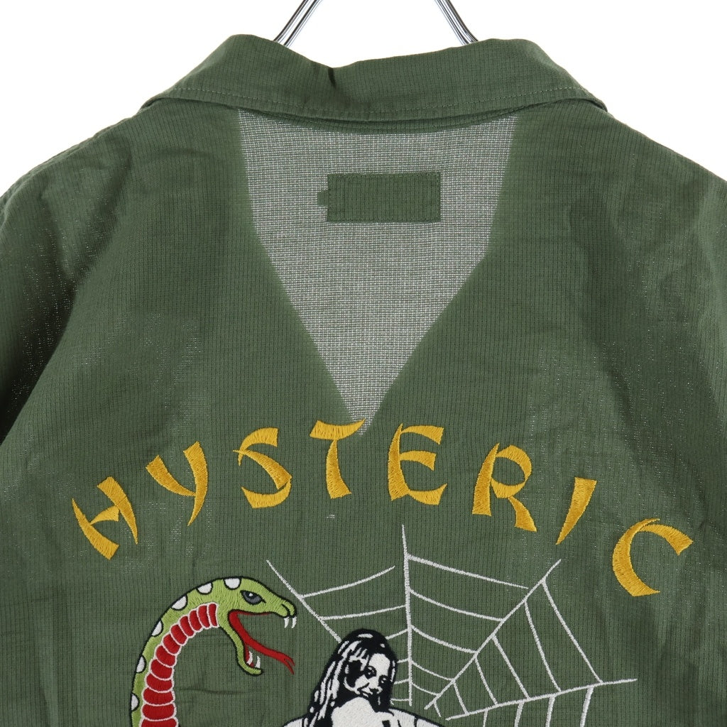 HYSTERIC GLAMOUR(ヒステリックグラマー) SNAKE SKULL スネーク スカル ワッペンデザイン オープンカラー 半袖シャツ カーキ 02261AH13