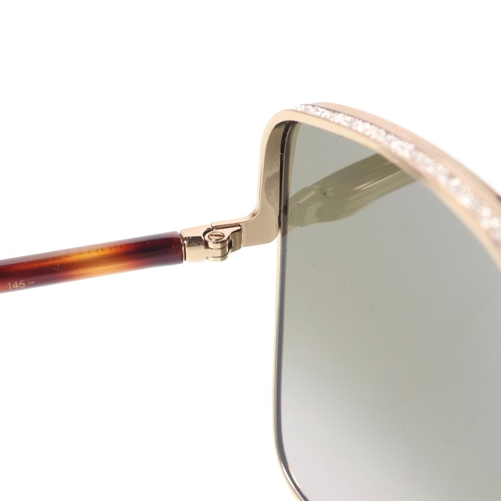 JIMMY CHOO(ジミーチュウ) ALIANA/S ゴールドフレームスクエアサングラス ブラウン レディース