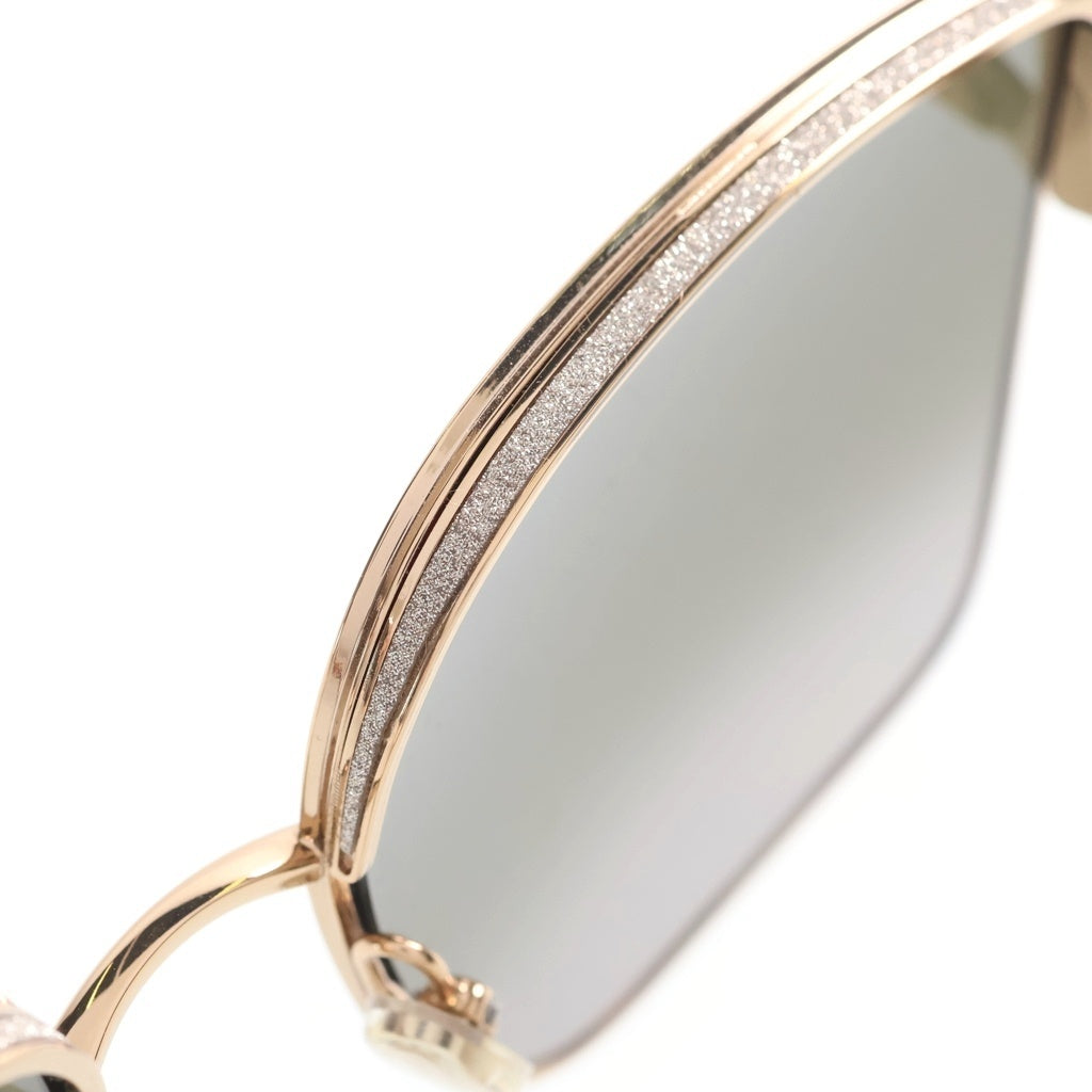 JIMMY CHOO(ジミーチュウ) ALIANA/S ゴールドフレームスクエアサングラス ブラウン レディース