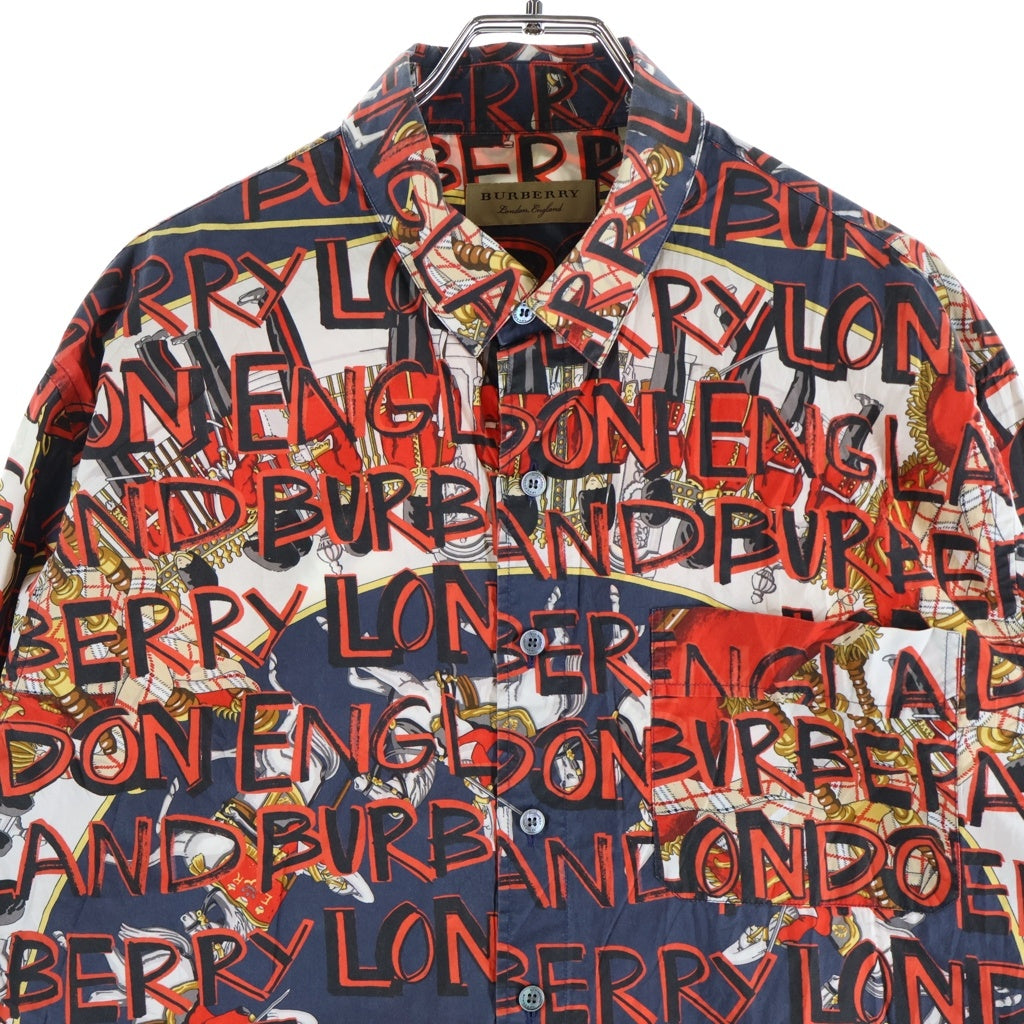 BURBERRY(バーバリー) 総柄グラフティプリント長袖シャツ ネイビー/レッド 8001137