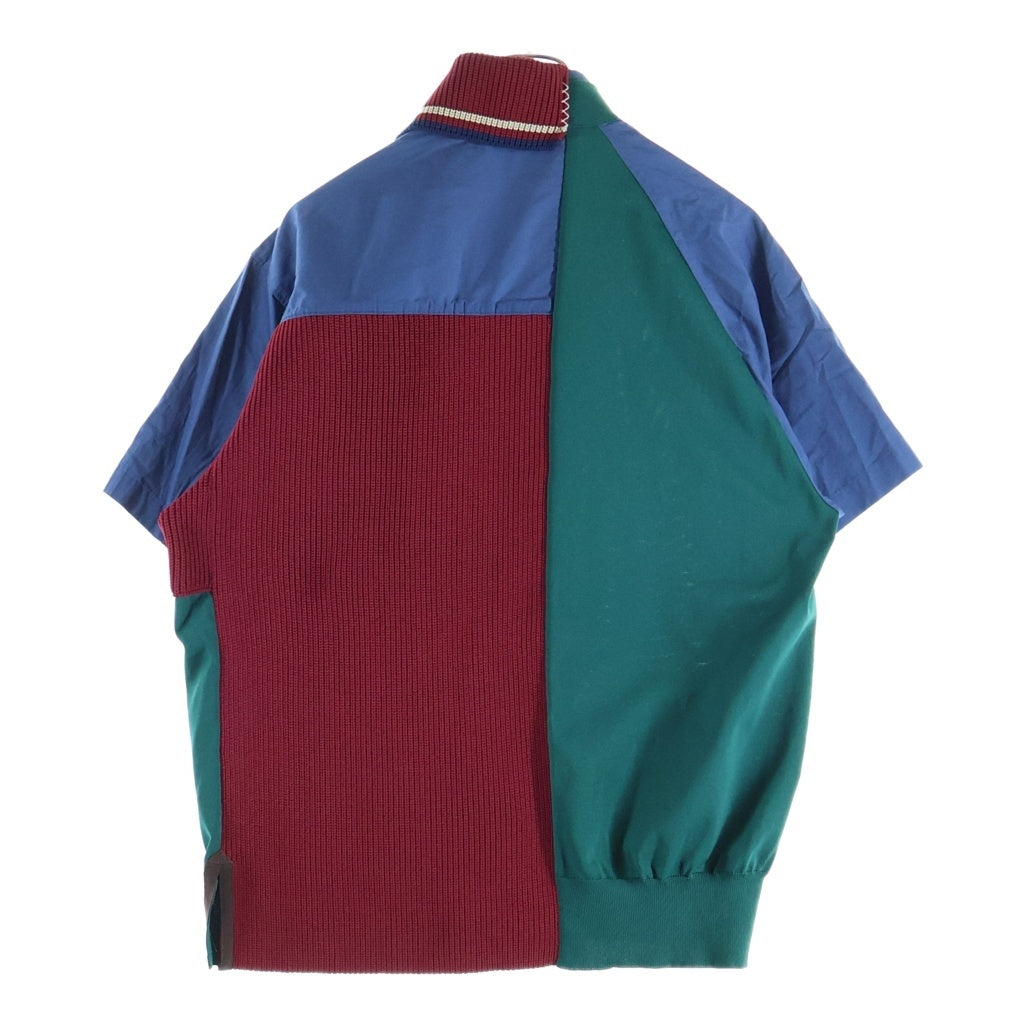 kolor(カラー) 21SS Docking Knit Polo Shirt ドッキングニット半袖ポロシャツ グリーン/レッド 21SCM-N03301