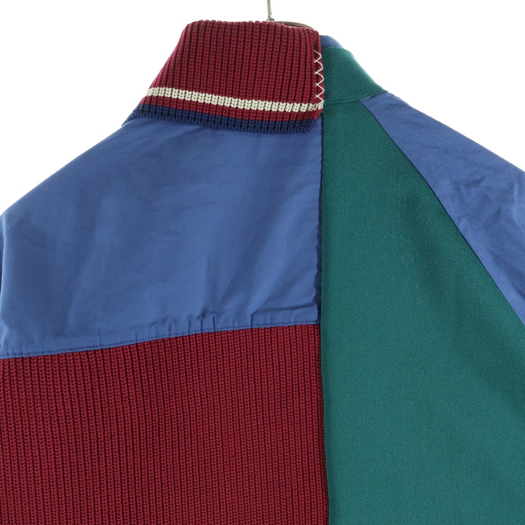 kolor(カラー) 21SS Docking Knit Polo Shirt ドッキングニット半袖ポロシャツ グリーン/レッド 21SCM-N03301