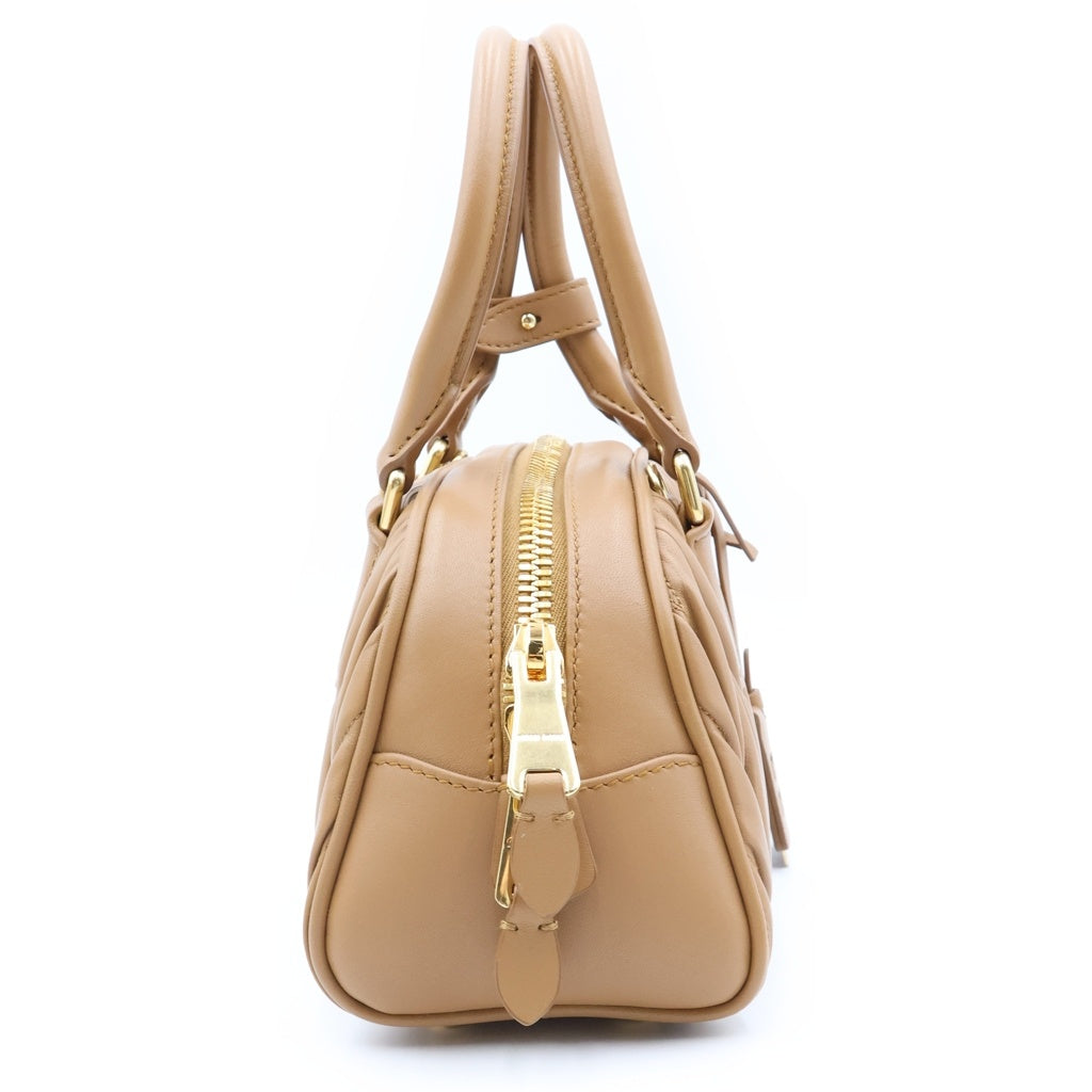 miumiu(ミュウミュウ) マテラッセナッパレザー ハンドバッグ ブラウン 5BB191 レディース