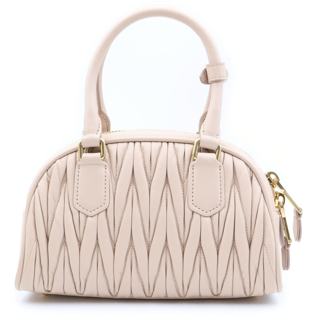 miumiu(ミュウミュウ) マテラッセナッパレザー ハンドバッグ ベージュ 5BB191 レディース
