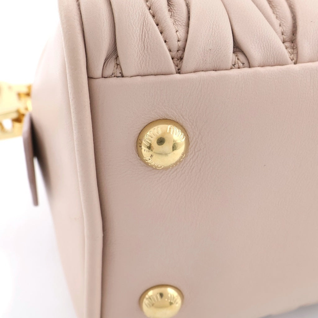 miumiu(ミュウミュウ) マテラッセナッパレザー ハンドバッグ ベージュ 5BB191 レディース