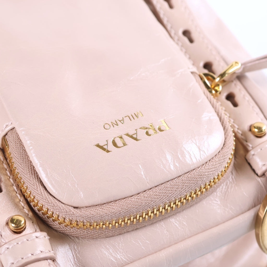 PRADA(プラダ) ダングル レザー トップハンドル ミニバッグ ベージュ 1BB137 レディース