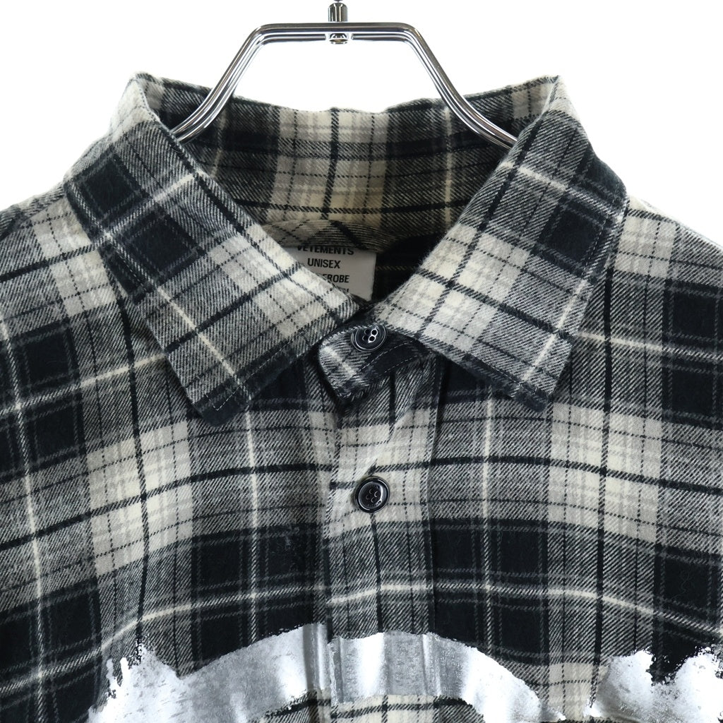 VETEMENTS(ヴェトモン) 22AW DOUBLE ANARCHY FLANNNL SHIRT ダブル アナーキー フランネル 長袖シャツ グレー UA53SH750B