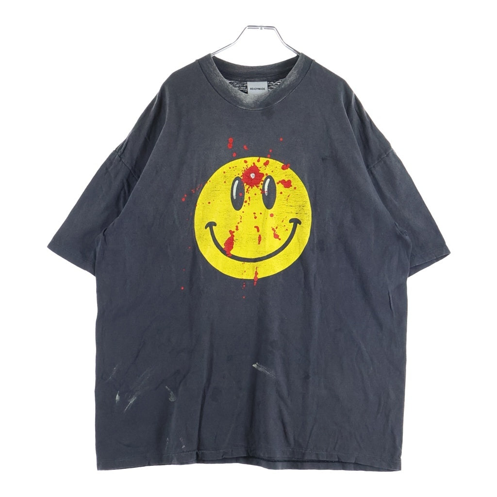 READY MADE(レディメイド) 24SS SMILE TEE スマイルプリント コットンクルーネック半袖Tシャツ ブラック RE-CO-BK-00-00-279