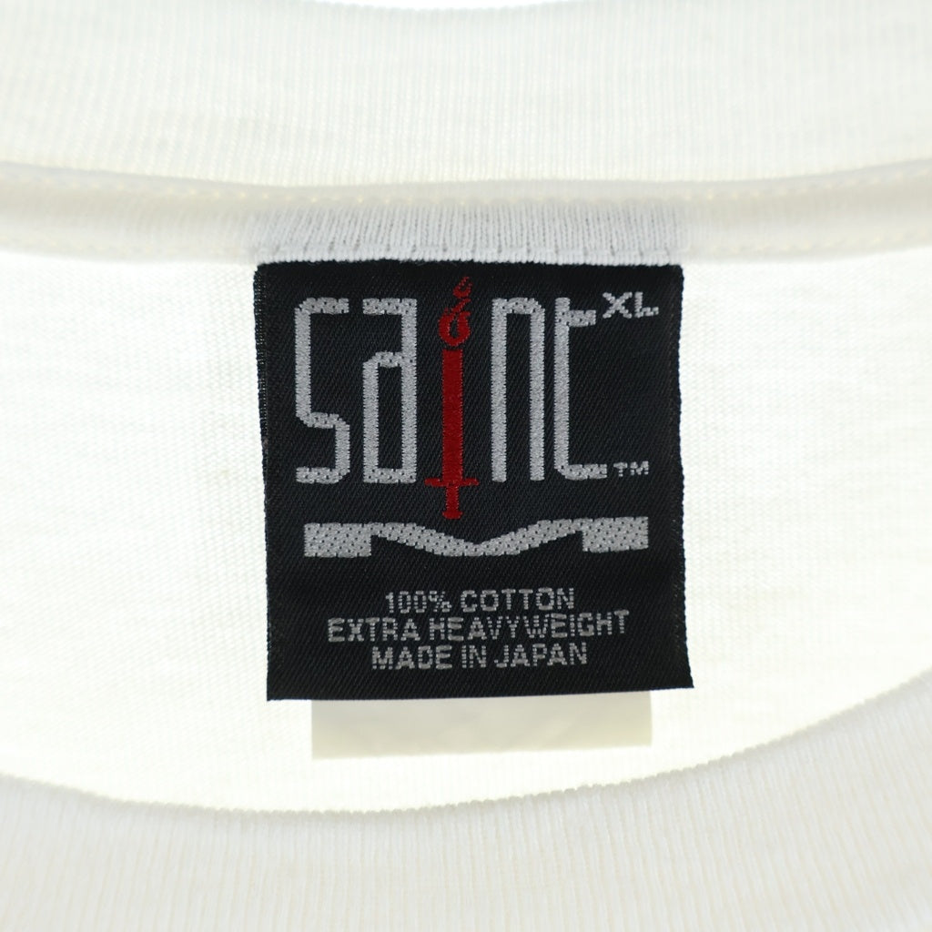 SAINT MICHAEL(セントマイケル) 24SS RIBON SAINT SS TEE リボン セント クルーネック カットソー 半袖Tシャツ ホワイト SM-YS8-0000-011