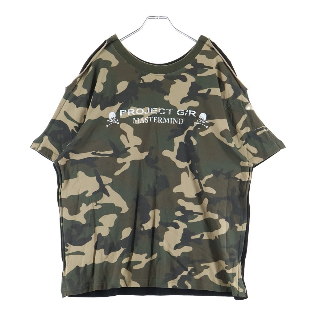 PROJECT G/R(プロジェクトジーアール) 25SS ×MASTERMIND TWO FACED OUTSEAM TSHIRTS マスターマインド トゥーフェイスドアウト シーム カモ柄 クルーネック カットソー 半袖Tシャツ カーキ