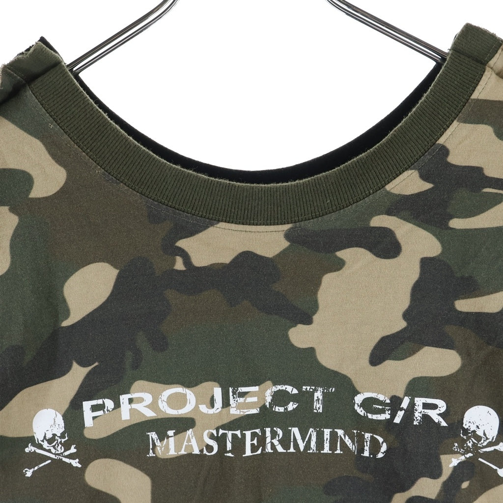 PROJECT G/R(プロジェクトジーアール) 25SS ×MASTERMIND TWO FACED OUTSEAM TSHIRTS マスターマインド トゥーフェイスドアウト シーム カモ柄 クルーネック カットソー 半袖Tシャツ カーキ