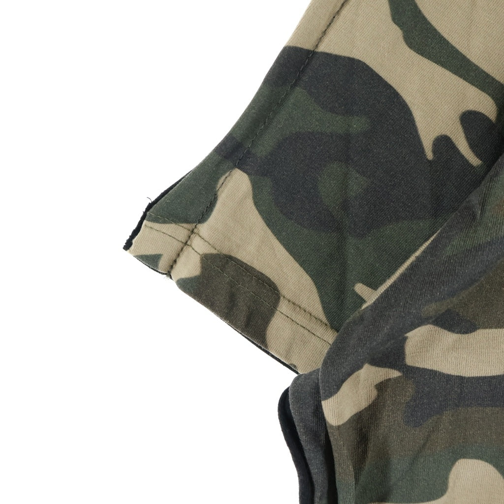 PROJECT G/R(プロジェクトジーアール) 25SS ×MASTERMIND TWO FACED OUTSEAM TSHIRTS マスターマインド トゥーフェイスドアウト シーム カモ柄 クルーネック カットソー 半袖Tシャツ カーキ